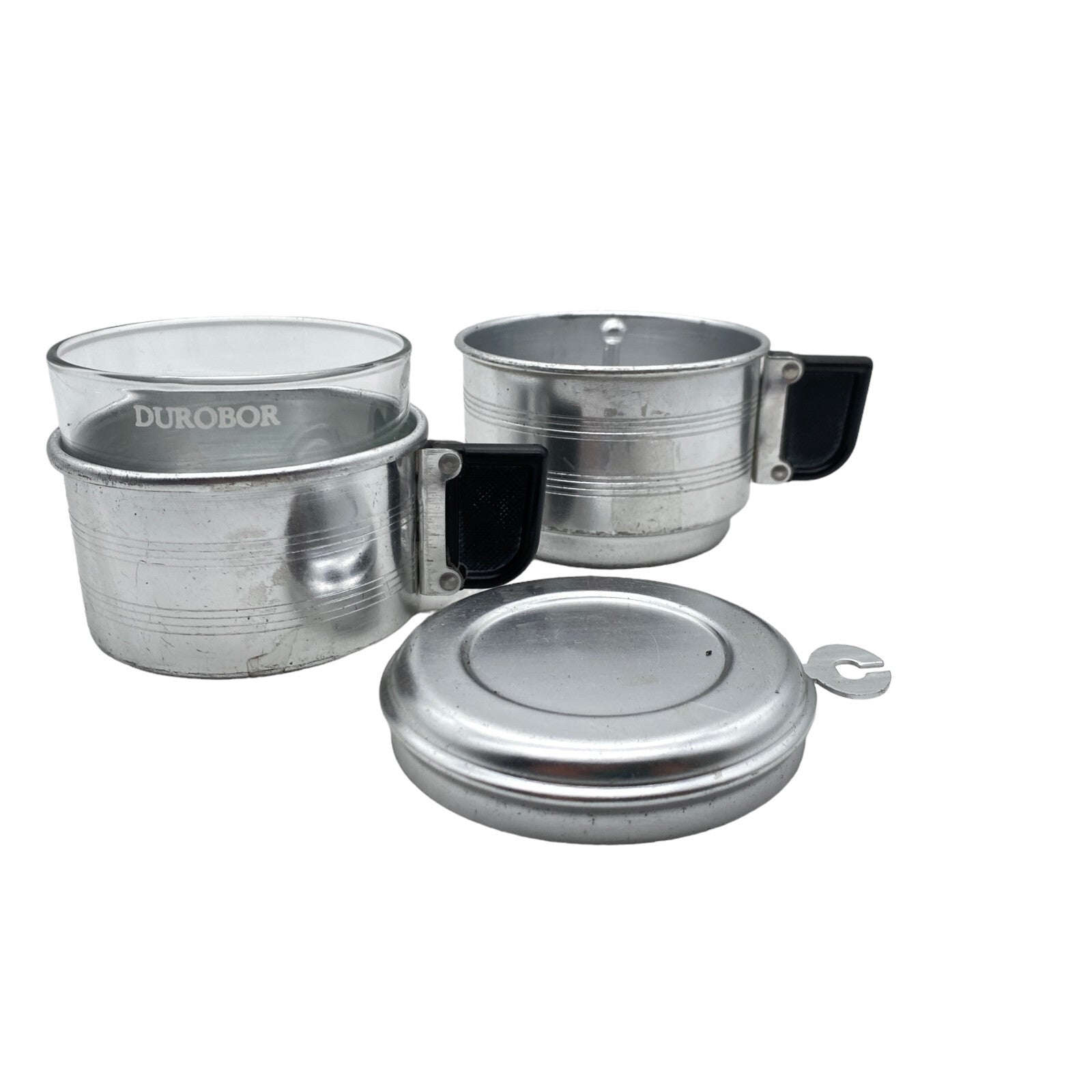 Belgischer Tassenfilter Teller Filter Alu  Set Tasse Durobor Kaffee Glas H 12,2