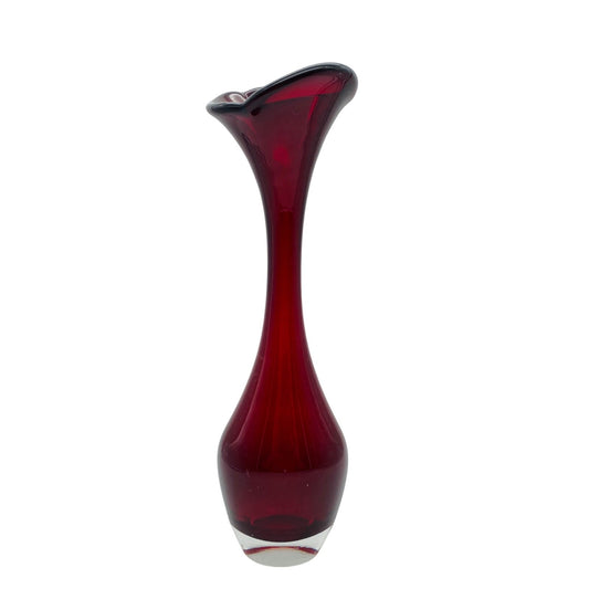 Vase rot 30,5 cm 60er 70er Jahre MID CENTURY Vase Glas Blumenvase Dekoration