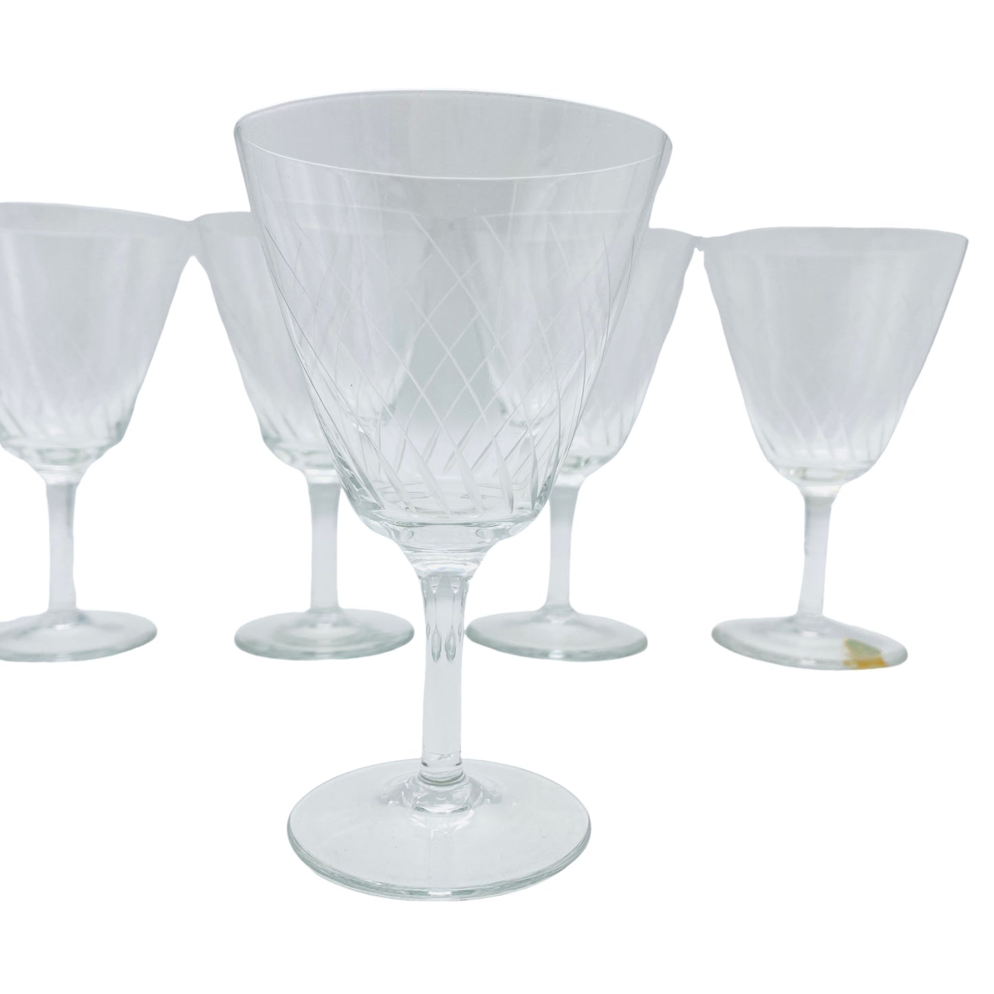 ARTOS Weingläser 5er Set beschliffen Spiralen 50er 60er Mid Century