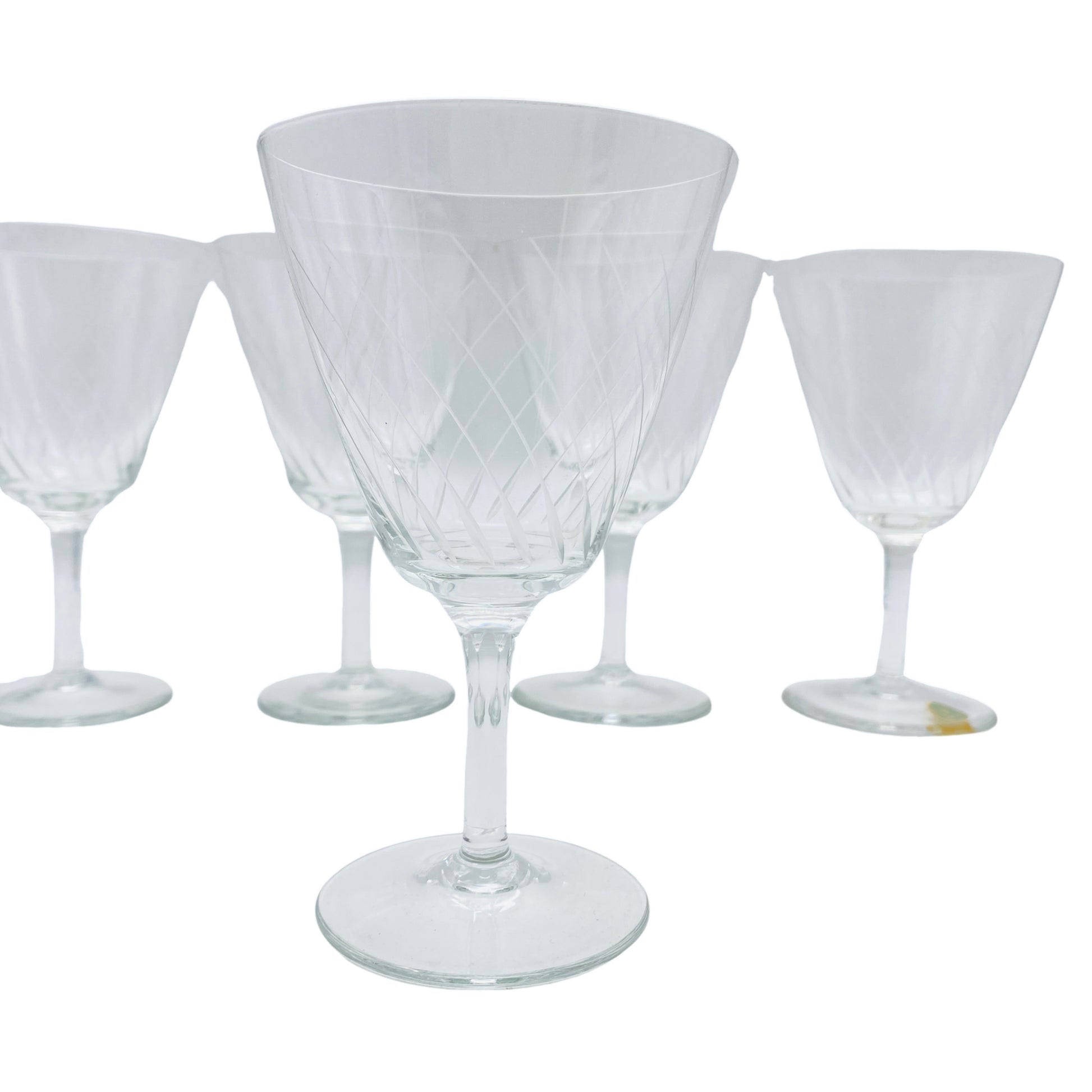 ARTOS Weingläser 5er Set beschliffen Spiralen 50er 60er Mid Century