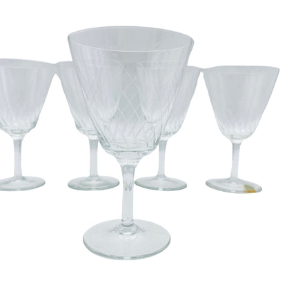 ARTOS Weingläser 5er Set beschliffen Spiralen 50er 60er Mid Century