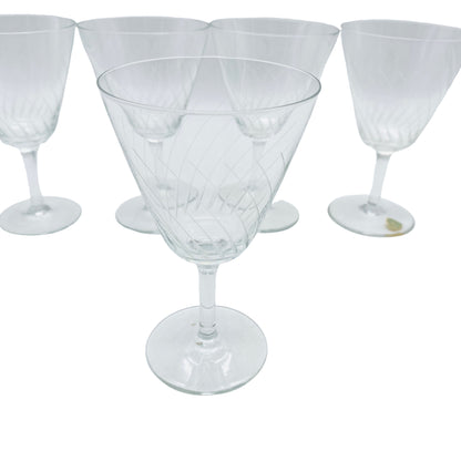 ARTOS Weingläser 5er Set beschliffen Spiralen 50er 60er Mid Century