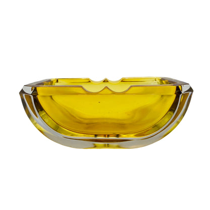 Aschenbecher Vintage 60er 70er Jahre Glas gelb Ascher