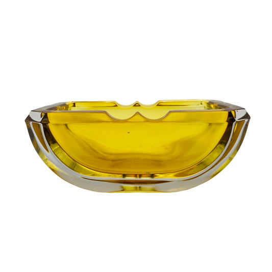 Aschenbecher Vintage 60er 70er Jahre Glas gelb Ascher