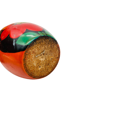 Babuschka aus Holz gedrechselt 4 Puppen Handbemalt rot Blumen Steckpuppe