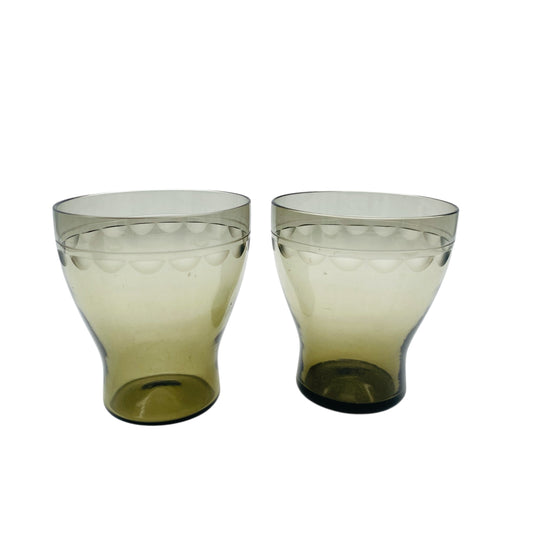 Beschliffene Gläser Rauchglas 1960er Jahre Mid Century Lounge Wassergläser