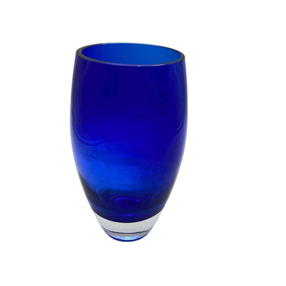 Blaue Blumenvase transparenter Überfang 60er 70er Jahre Dekoration Glas Vintage