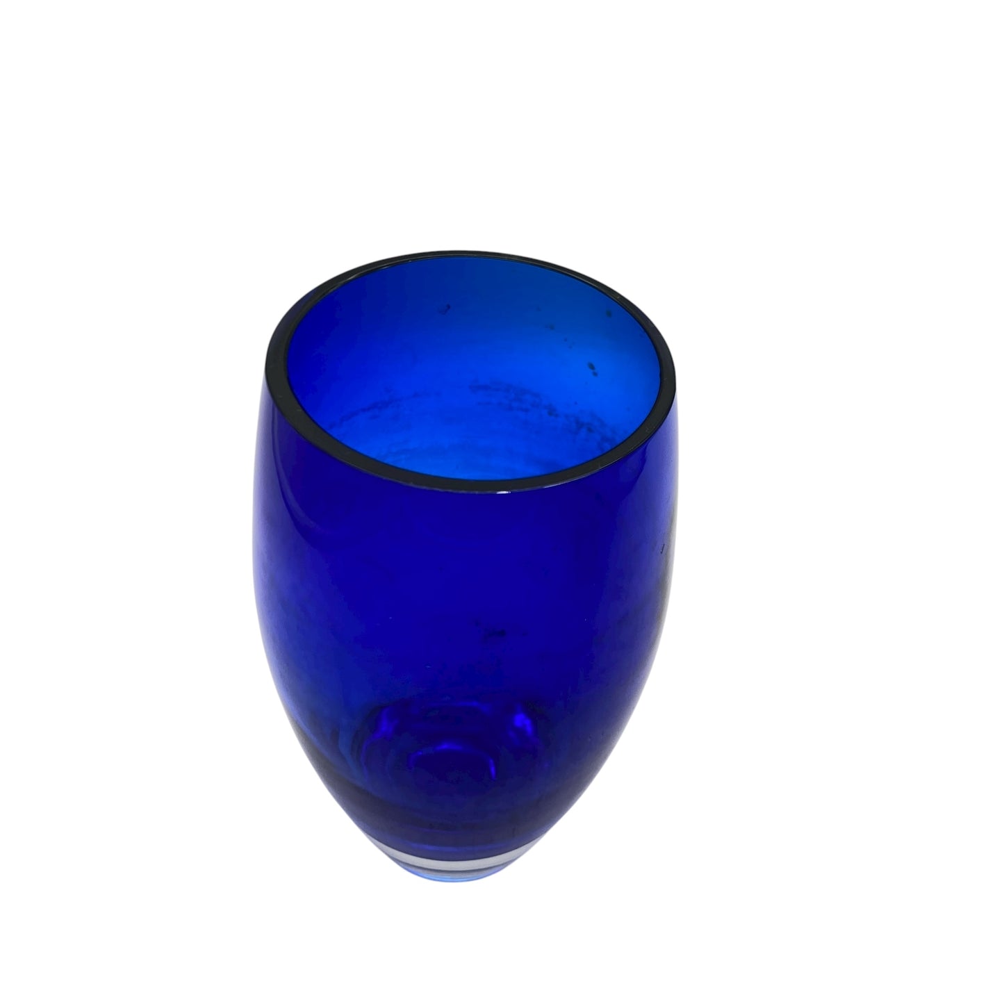 Blaue Blumenvase transparenter Überfang 60er 70er Jahre Dekoration Glas Vintage
