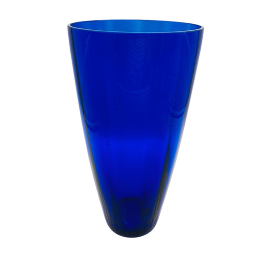 Blaue Glasvase im modernen Mid Century Design 60er 70er Jahre Glas Vase