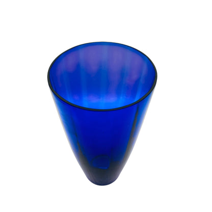 Blaue Glasvase im modernen Mid Century Design 60er 70er Jahre Glas Vase