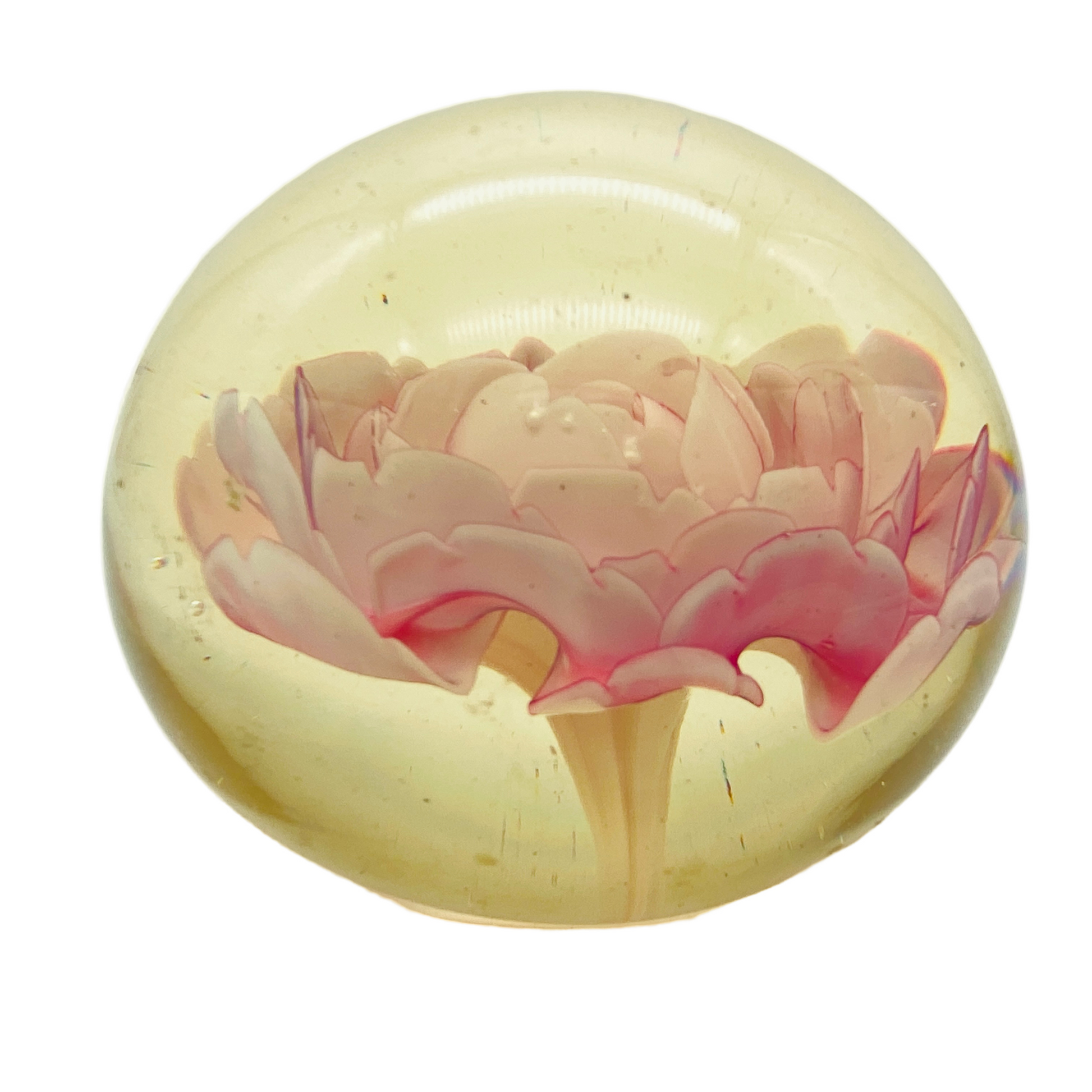 Briefbeschwerer Paperweight Rose Glas Dekoration Vintage rosa