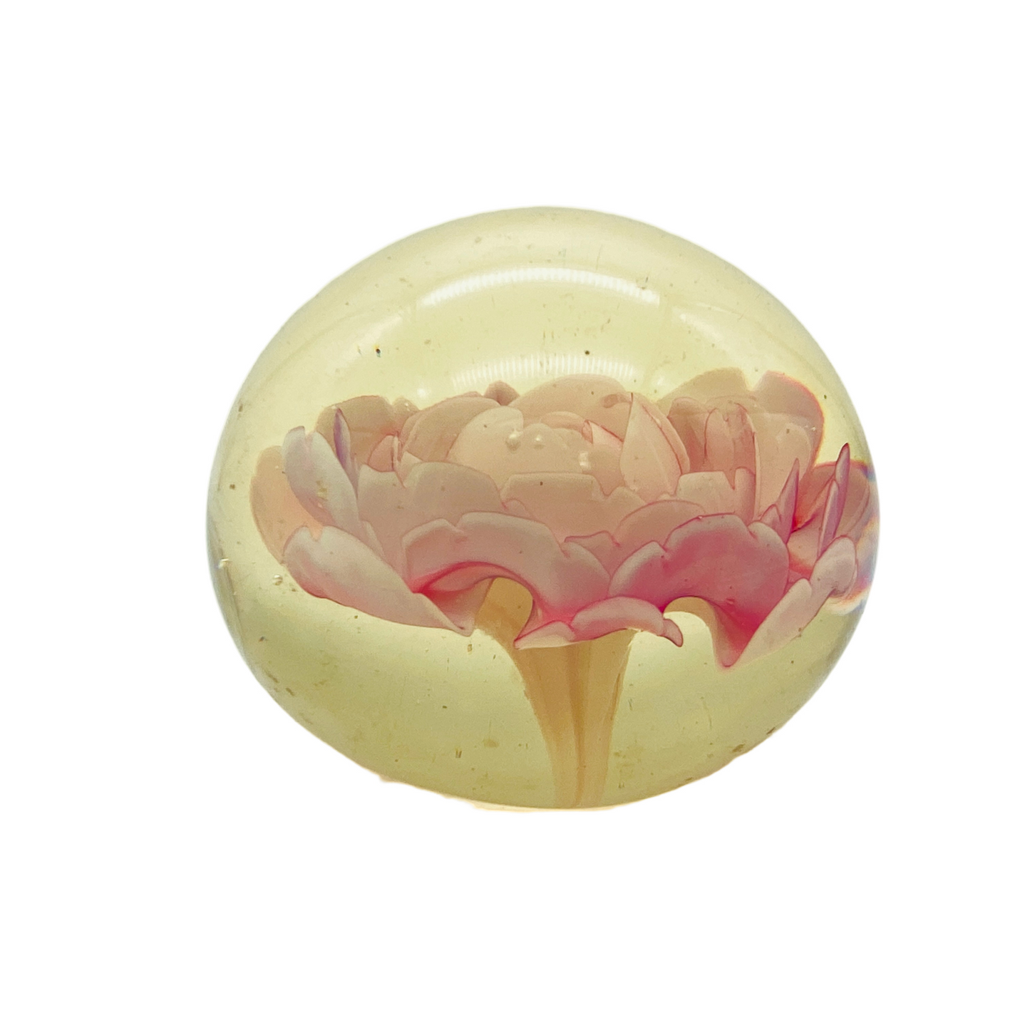 Briefbeschwerer Paperweight Rose Glas Dekoration Vintage rosa