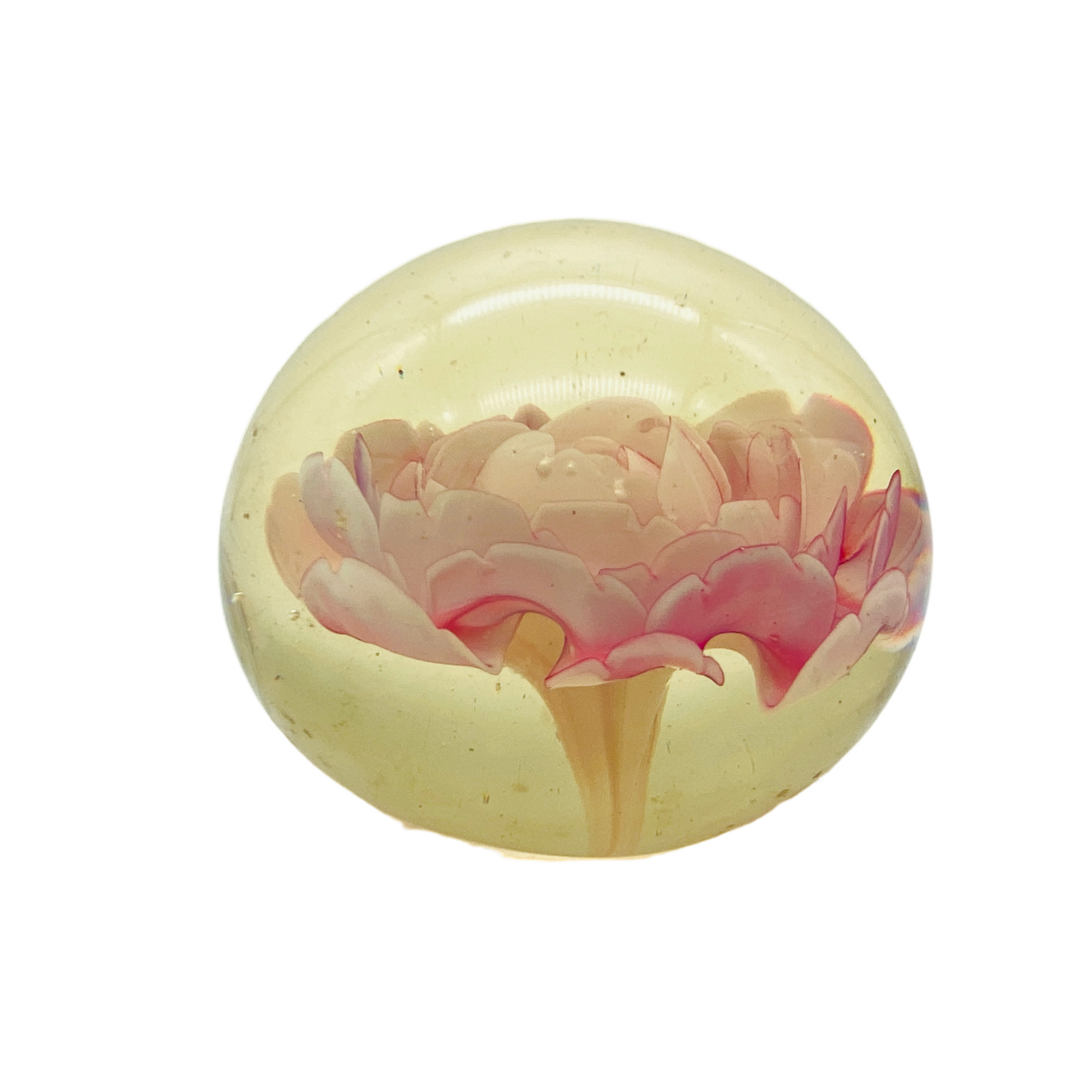 Briefbeschwerer Paperweight Rose Glas Dekoration Vintage rosa