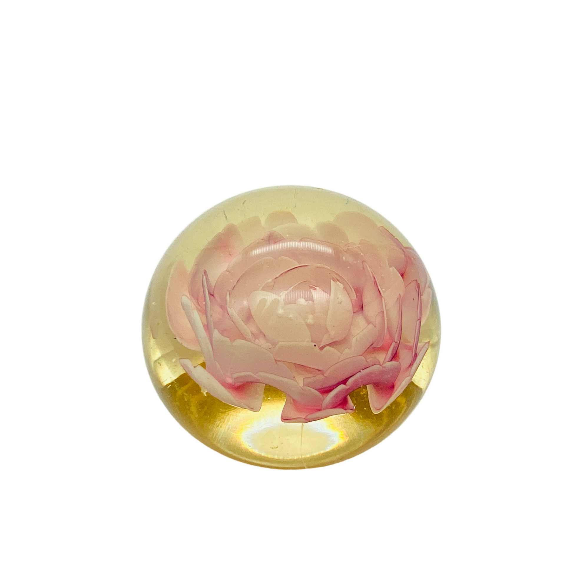 Briefbeschwerer Paperweight Rose Glas Dekoration Vintage rosa