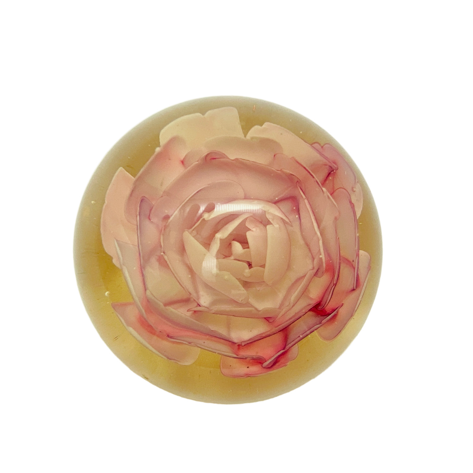 Briefbeschwerer Paperweight Rose Glas Dekoration Vintage rosa