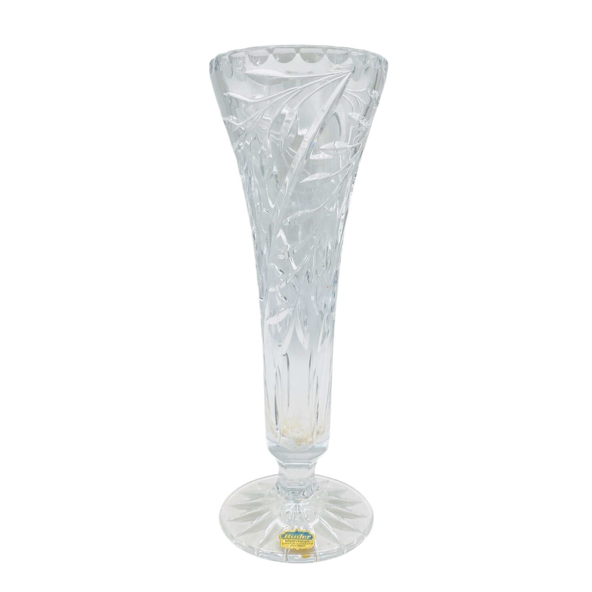 Buder Vase transparent beschiffen Trichtervase 60er 70er Jahre Glas