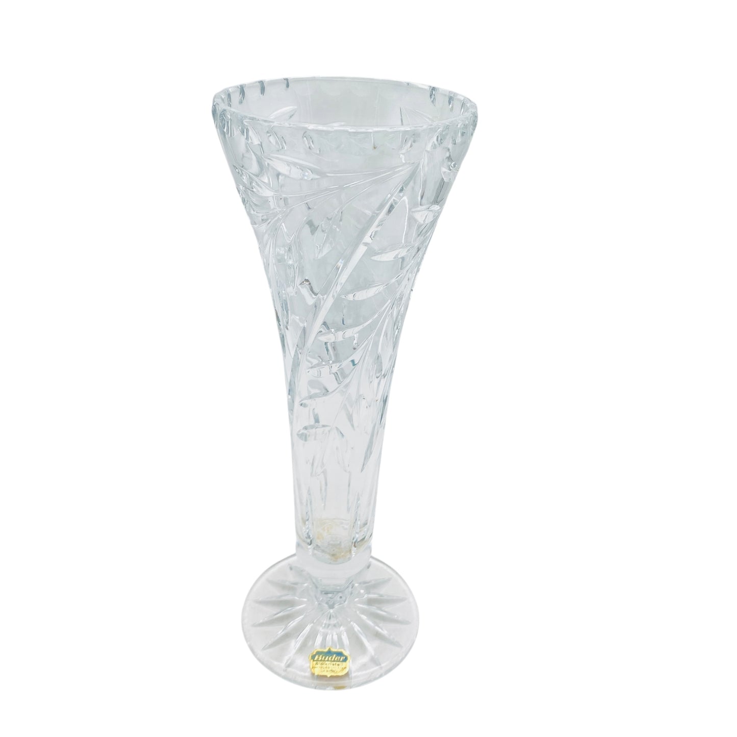 Buder Vase transparent beschiffen Trichtervase 60er 70er Jahre Glas