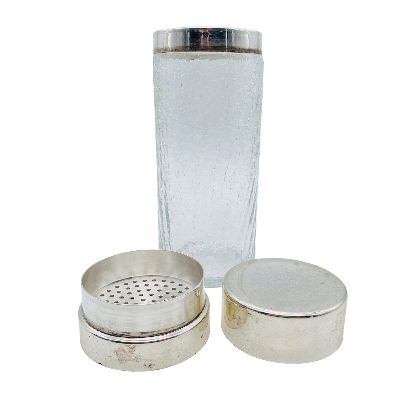 Cocktailshaker versilbert Craquele Glas Shaker 50er 60er Jahre Mid Century