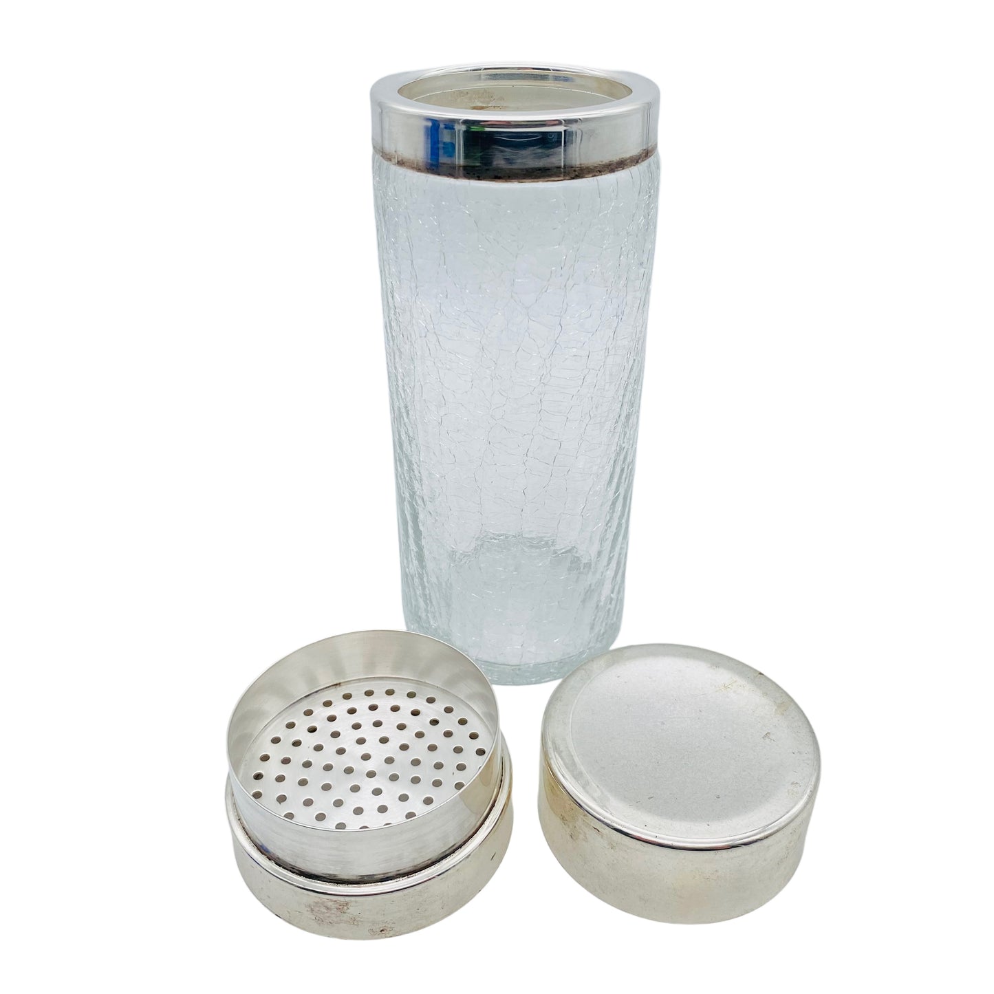 Cocktailshaker versilbert Craquele Glas Shaker 50er 60er Jahre Mid Century