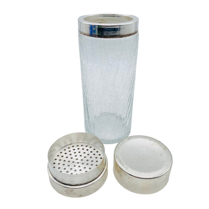 Cocktailshaker versilbert Craquele Glas Shaker 50er 60er Jahre Mid Century
