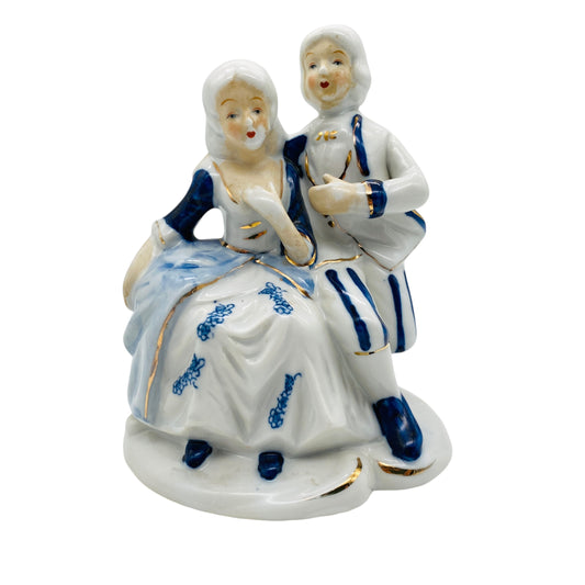 Delft Porzellan Figur BlueColor blau weiß Paar Mann und Frau Vintage
