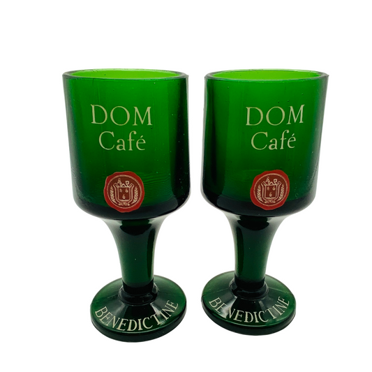 Dom Benedictine Gläser Set für Dom Cafe Likörgläser grün Vintage Glas