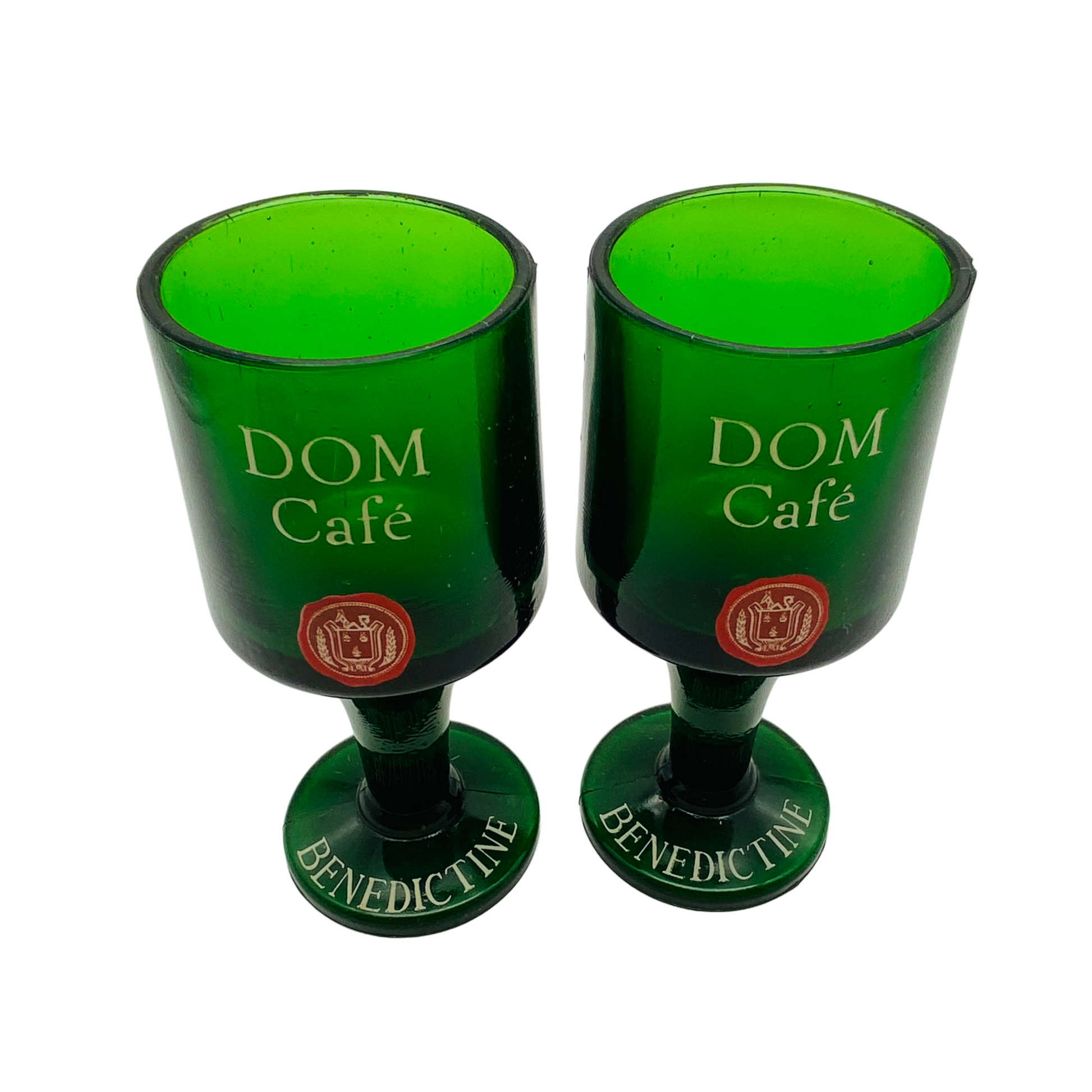 Dom Benedictine Gläser Set für Dom Cafe Likörgläser grün Vintage Glas