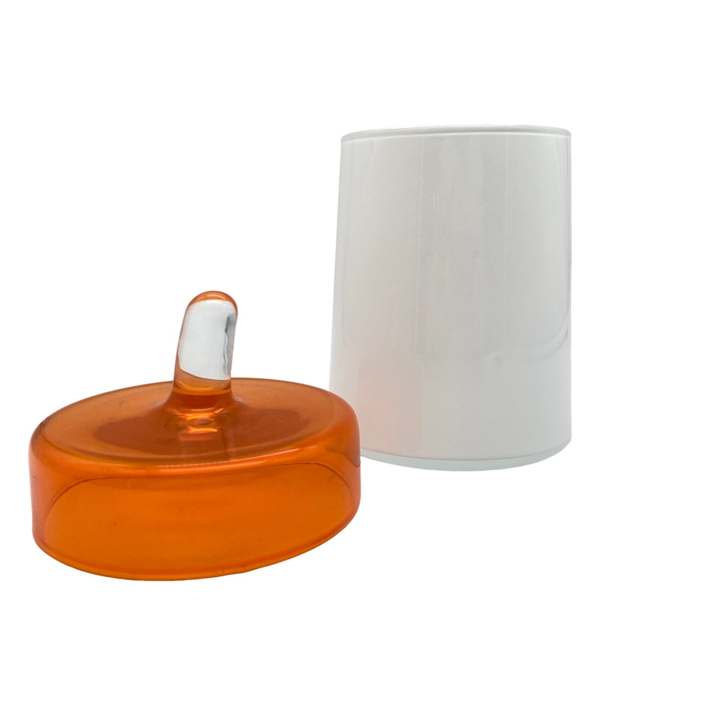 Dose Glas Bonboniere weiß orange Vintage