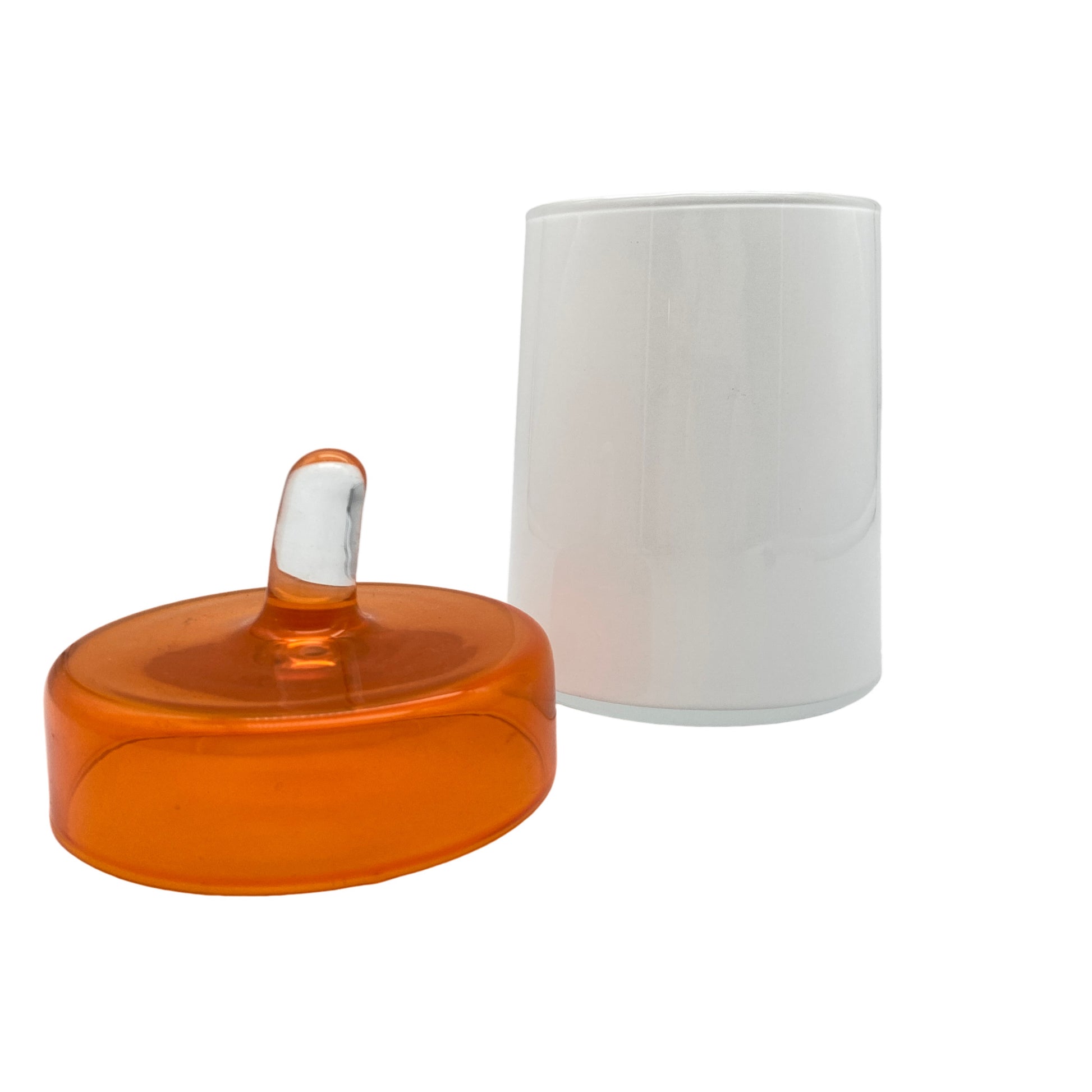 Dose Glas Bonboniere weiß orange Vintage
