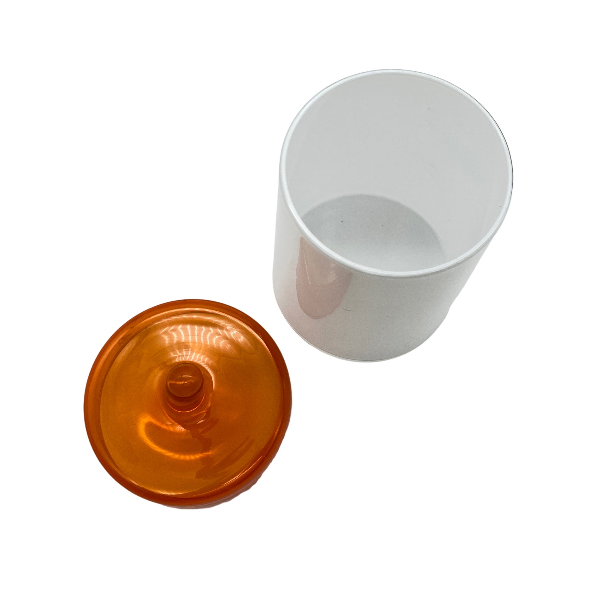 Dose Glas Bonboniere weiß orange Vintage
