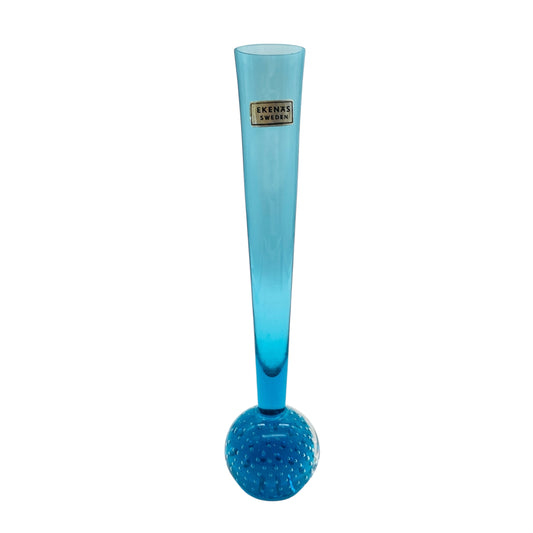 EKENÄS Vase blau Luftblasen Einschlüsse 60er 70er Jahre Glas Schweden