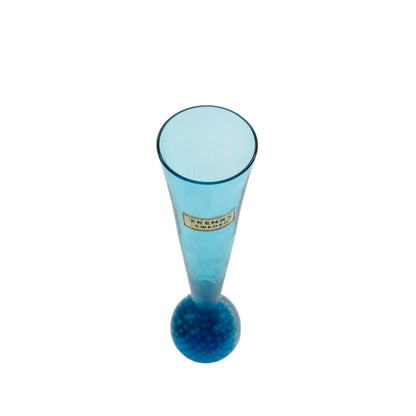 EKENÄS Vase blau Luftblasen Einschlüsse 60er 70er Jahre Glas Schweden