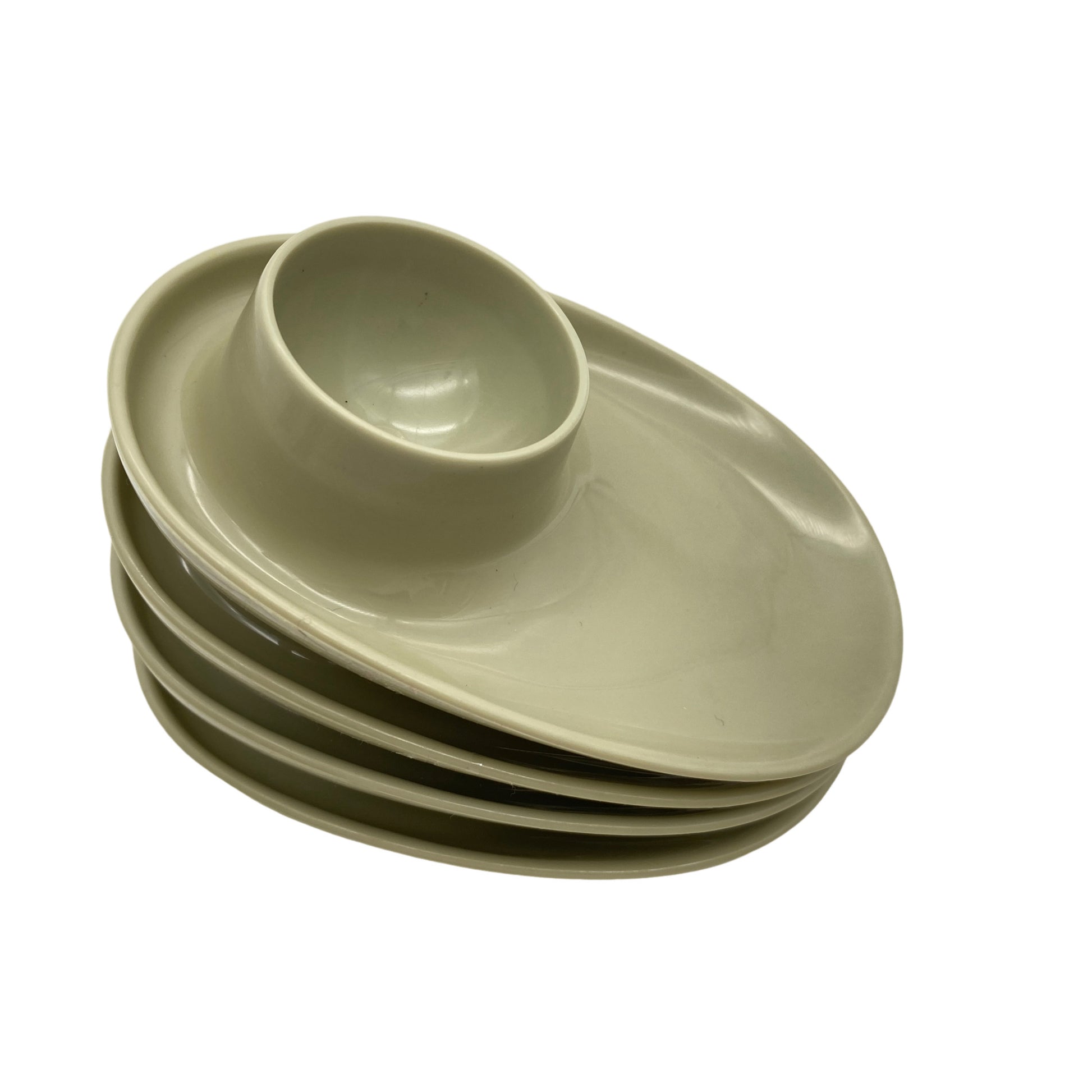 Eierbecher 4er Set grau Kunststoff 60er 70er Vintage