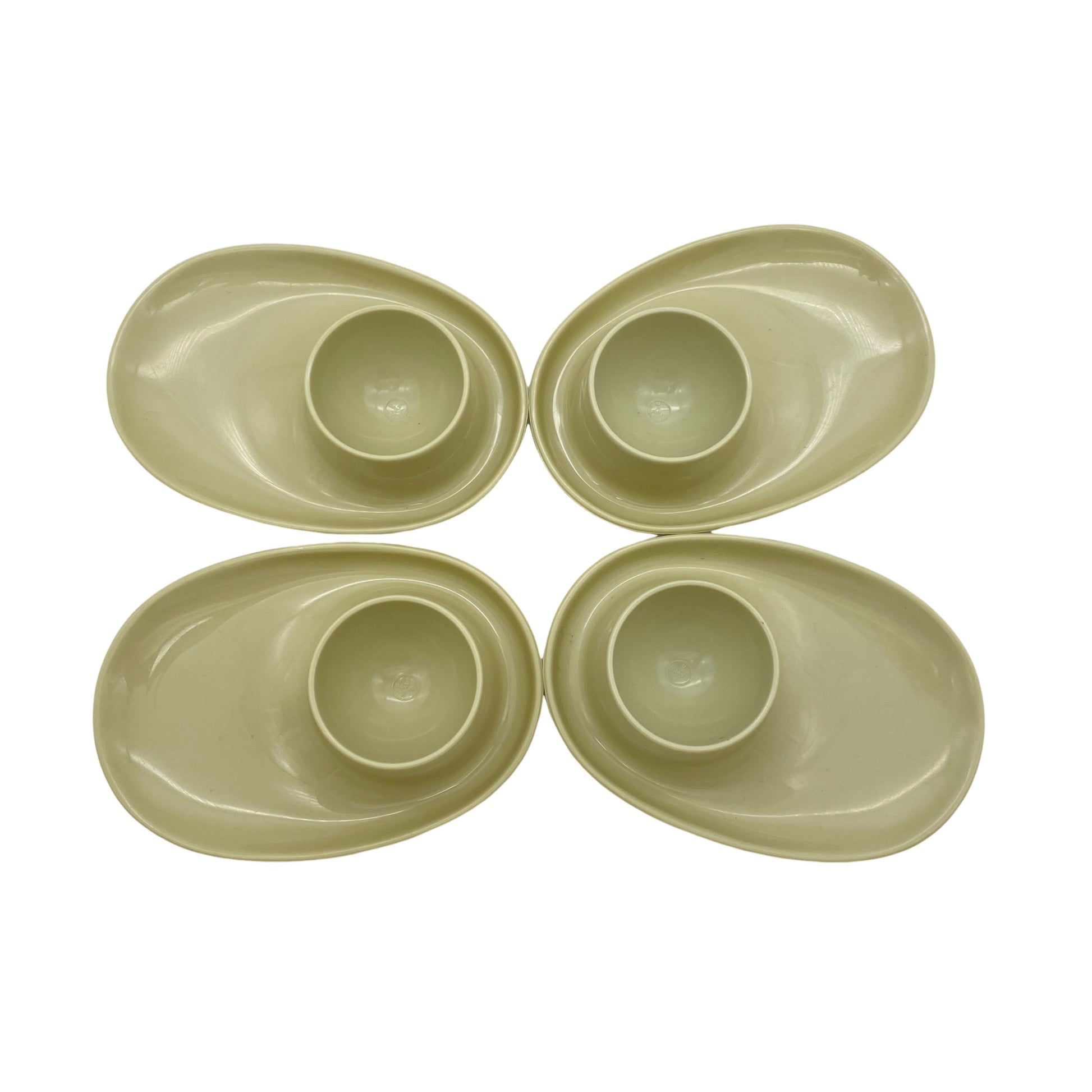 Eierbecher 4er Set grau Kunststoff 60er 70er Vintage