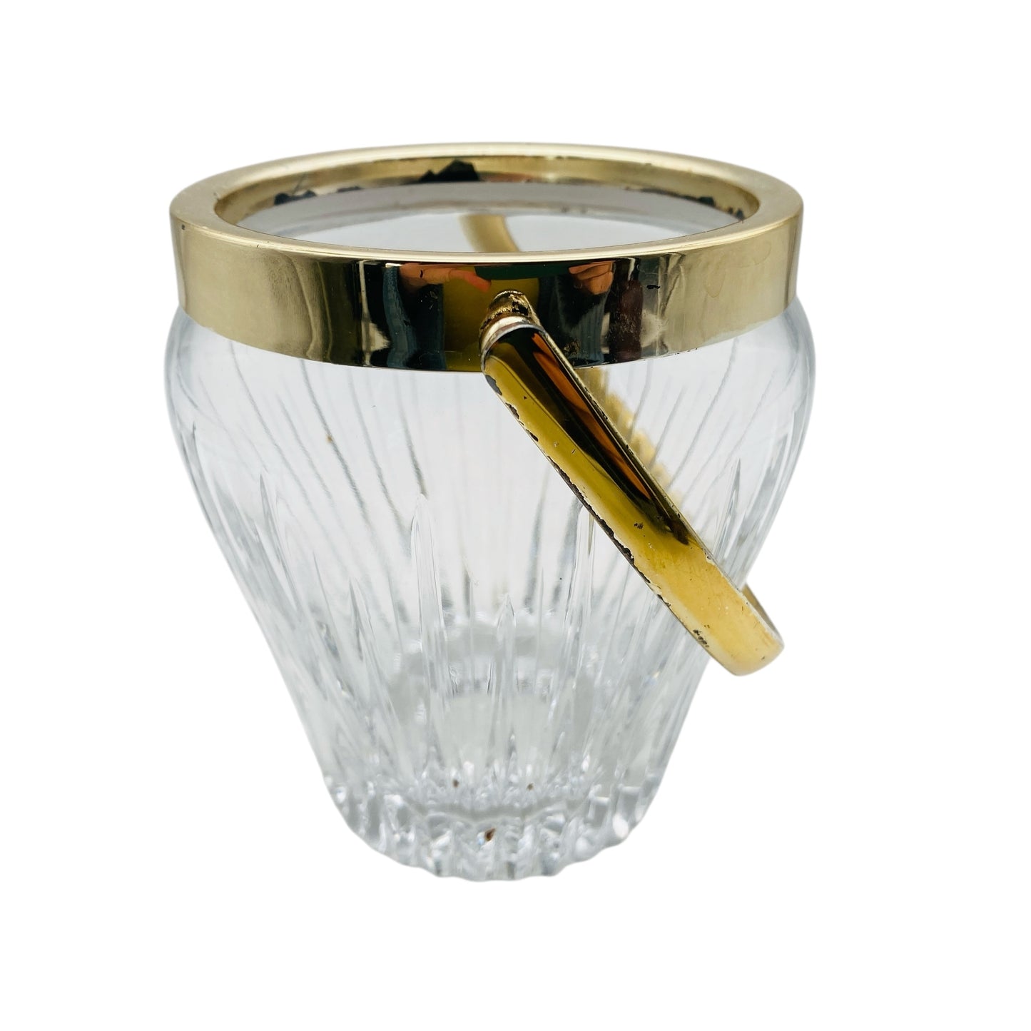 Eiseimer beschliffen Glas versilbert 50er 60er Jahre Barzubehör Eiswürfelbehälter Vintage