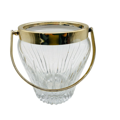 Eiseimer beschliffen Glas versilbert 50er 60er Jahre Barzubehör Eiswürfelbehälter Vintage