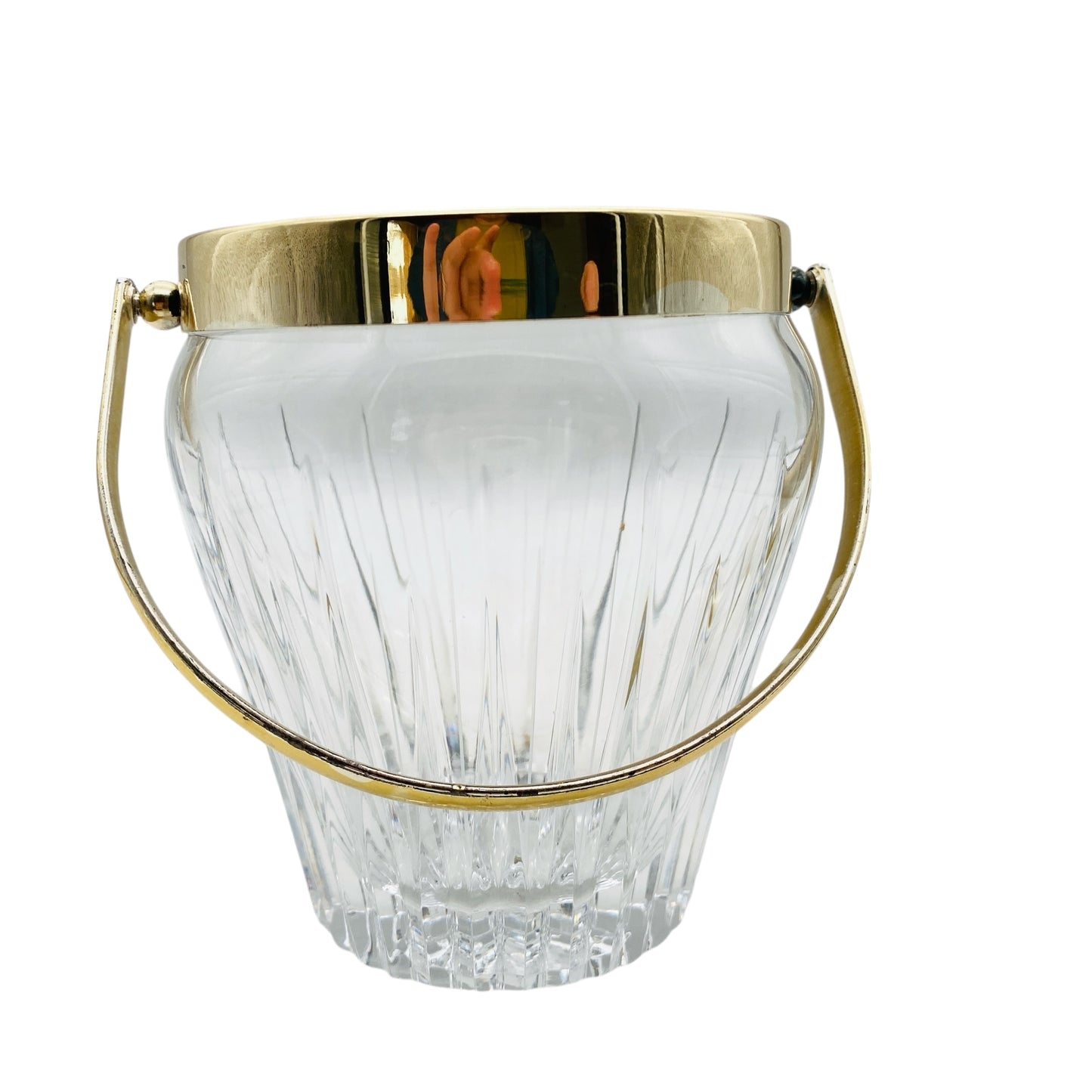 Eiseimer beschliffen Glas versilbert 50er 60er Jahre Barzubehör Eiswürfelbehälter Vintage