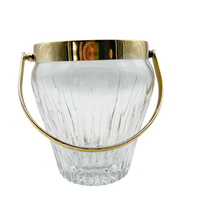 Eiseimer beschliffen Glas versilbert 50er 60er Jahre Barzubehör Eiswürfelbehälter Vintage