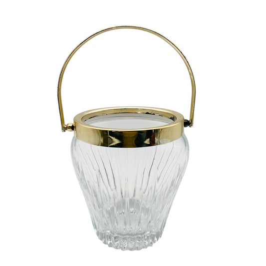 Eiseimer beschliffen Glas versilbert 50er 60er Jahre Barzubehör Eiswürfelbehälter Vintage