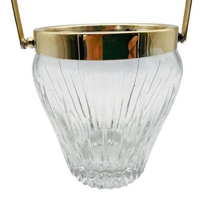 Eiseimer beschliffen Glas versilbert 50er 60er Jahre Barzubehör Eiswürfelbehälter Vintage