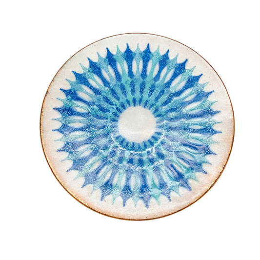 Emaille Teller Vintage 60er 70er Mid Century Dekoration blau