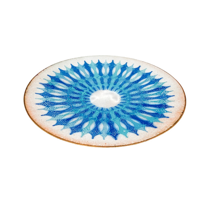 Emaille Teller Vintage 60er 70er Mid Century Dekoration blau