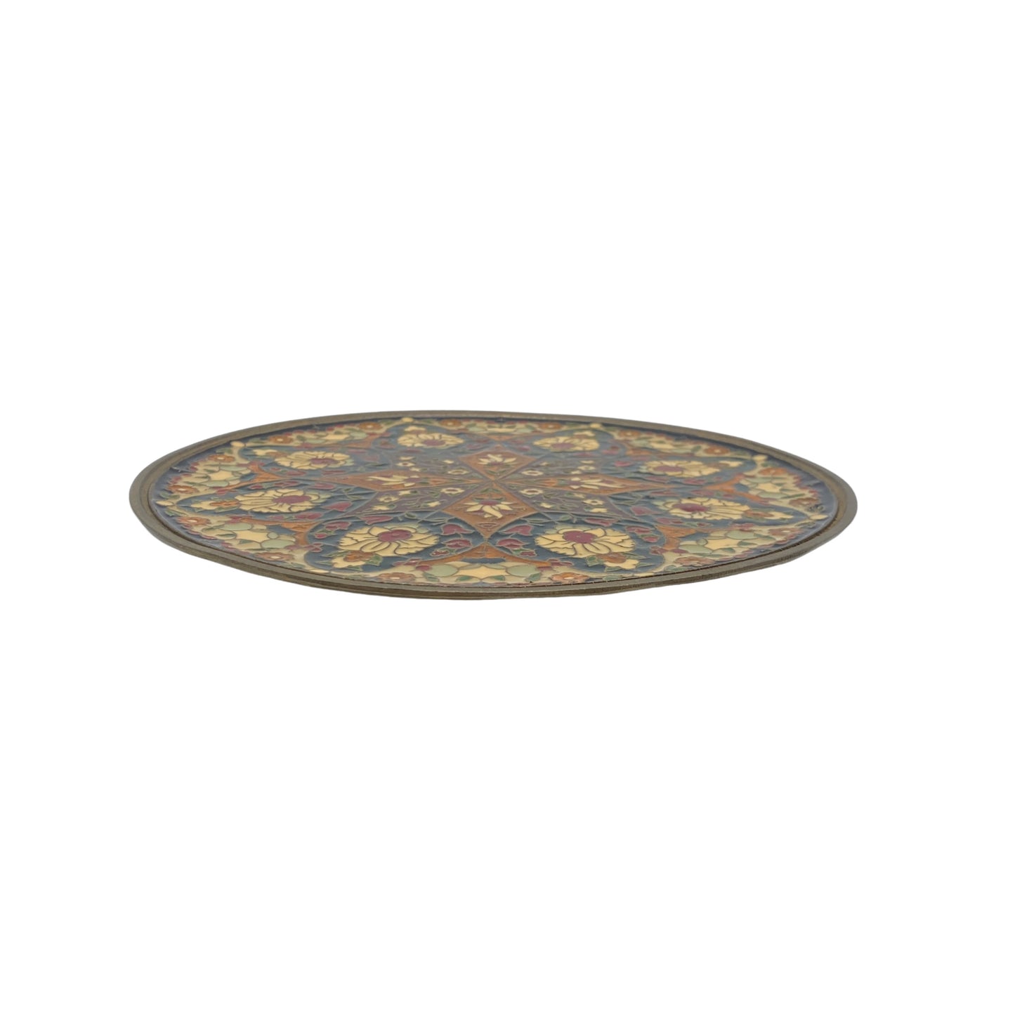 Emaille Teller Wandteller Vintage Blume bunt 