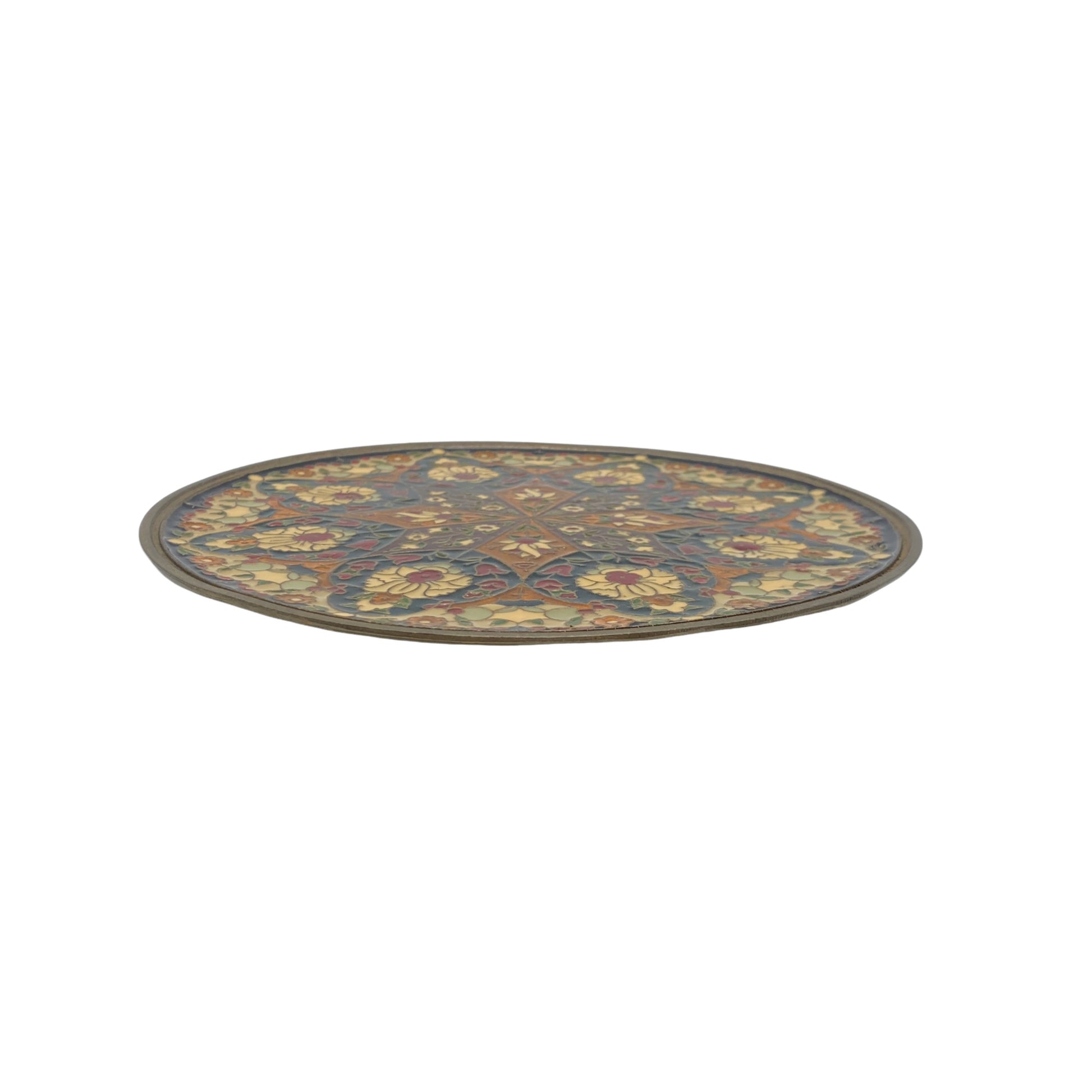 Emaille Teller Wandteller Vintage Blume bunt 