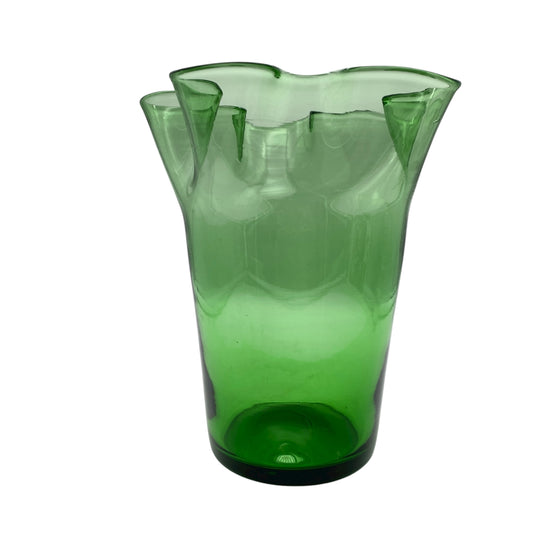 Empoli Verde Vase Italien grün Taschentuch Dekor 1960er 1970er Jahre Mid Century