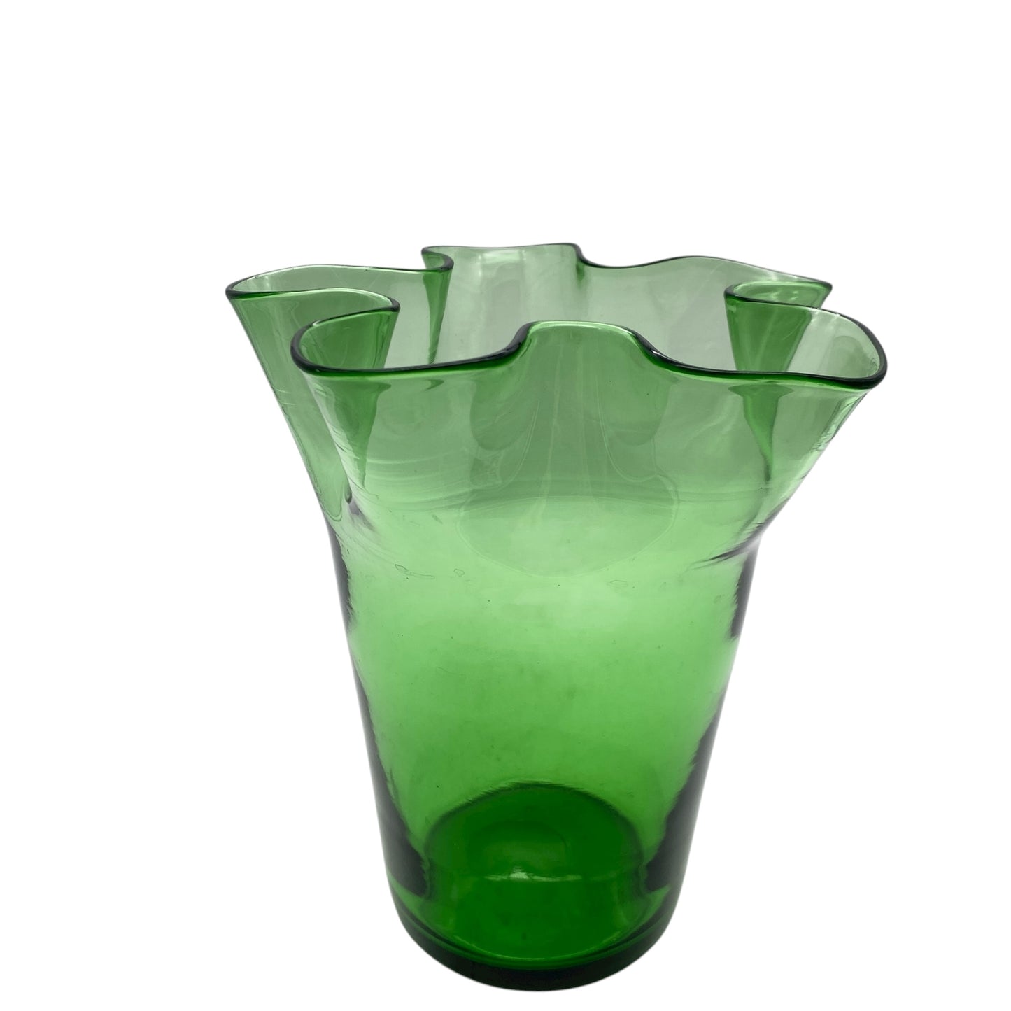 Vetro di Empoli Verde Vase Italien grün Taschentuch Dekor 1960er 1970er Jahre Mid Century