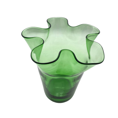 Vetro di Empoli Verde Vase Italien grün Taschentuch Dekor 1960er 1970er Jahre Mid Century