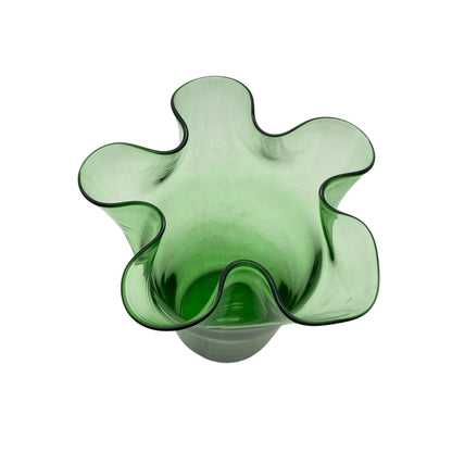 Vetro di Empoli Verde Vase Italien grün Taschentuch Dekor 1960er 1970er Jahre Mid Century