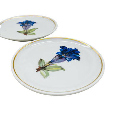 FLOSS Porzellan Manufaktur Untersetzer Enzian Goldrand 3er Set Teller