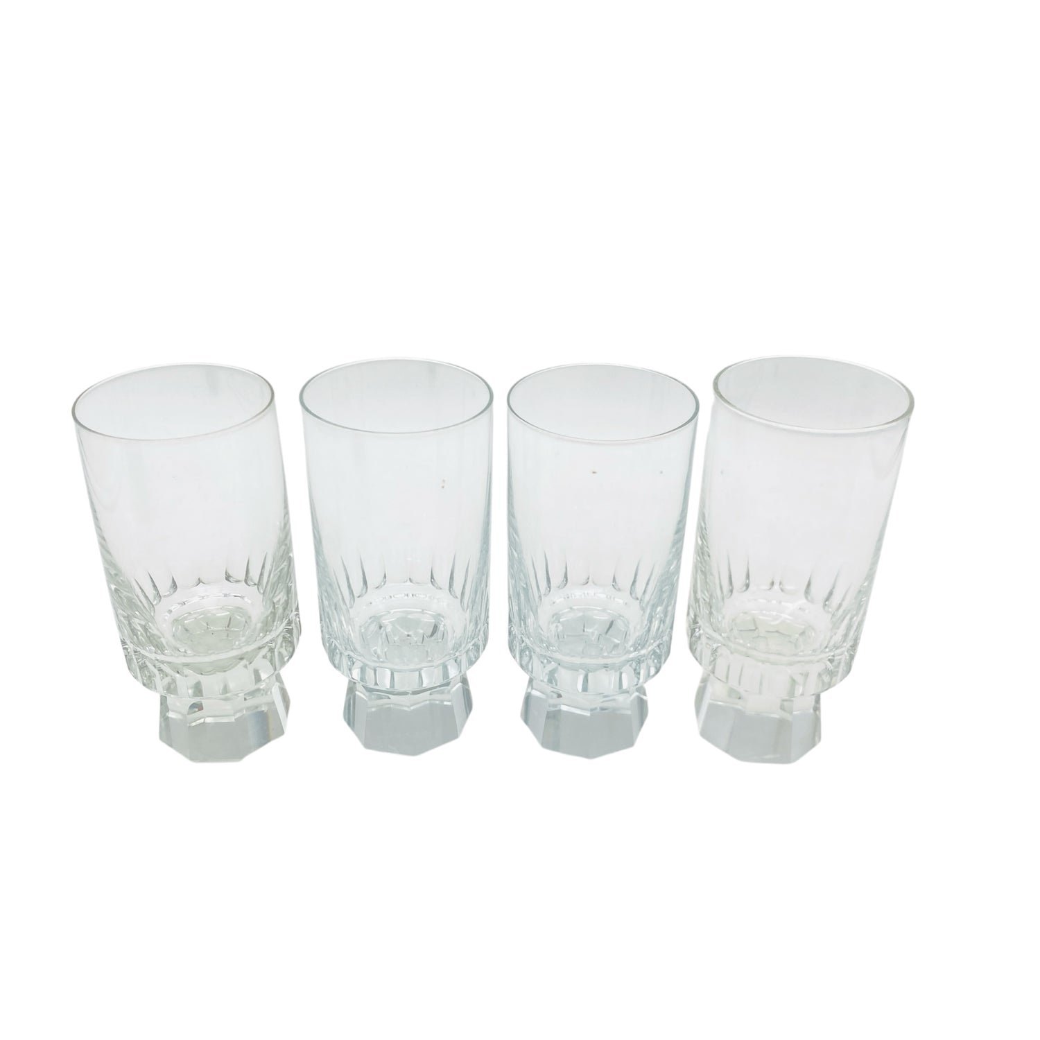 FRIEDRICH Glas Sektgläser 4er Set Serie Konsul beschliffen Facetten transparent 60er 70er Jahre